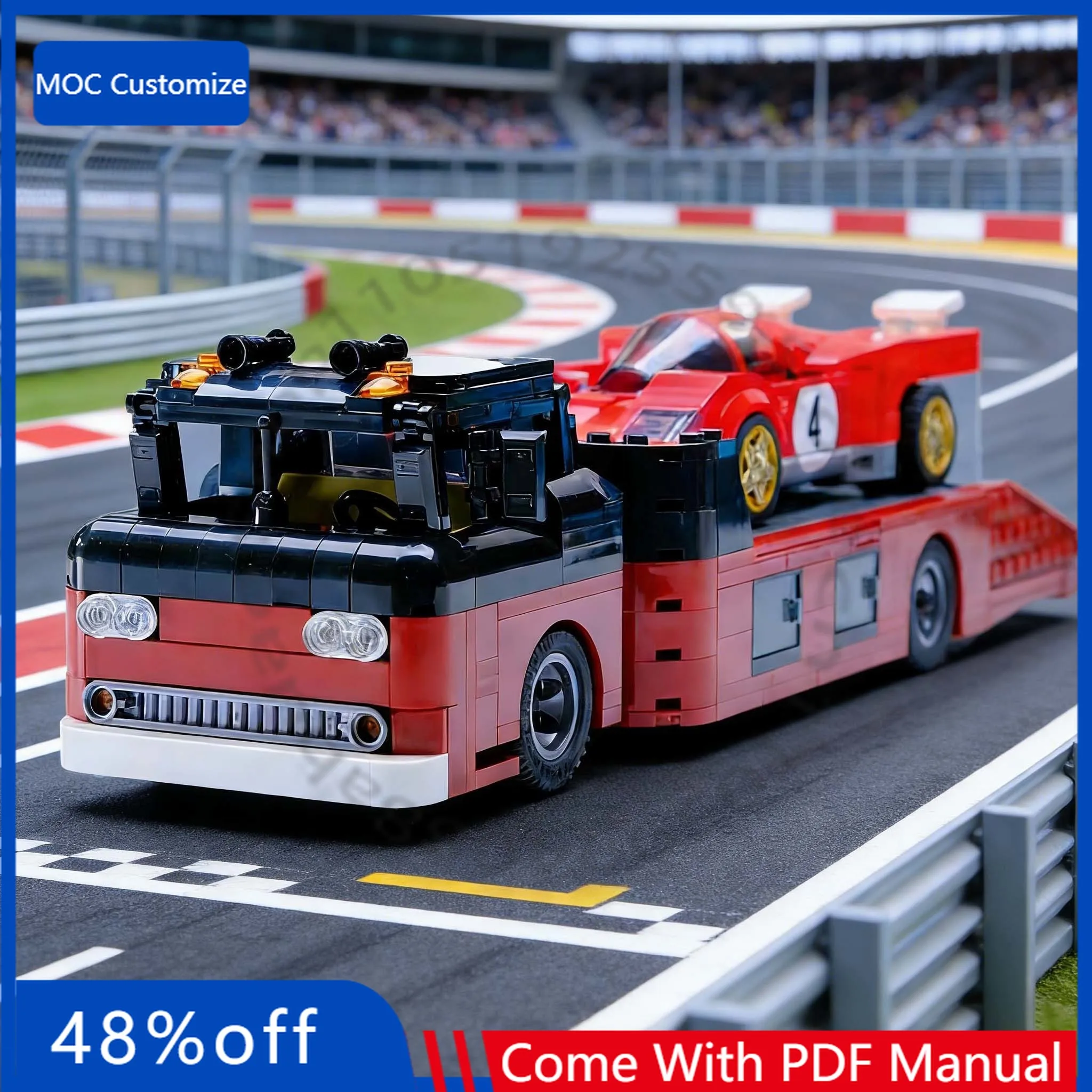 

378 PCS Speed Hypercar C800 Vintage flatbed transport truck MOC Customize Modular Building Block Model DIY Boy Toy Birthday Gift