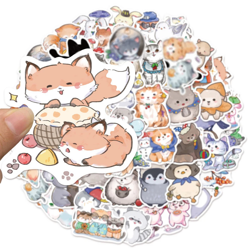 

10/30/50pcs Kawaii Creative Animals Stickers Cute Cat Lamb Cartoon Decals for Kids Toy Scrapbook Notebook Phone Graffiti Sticker
