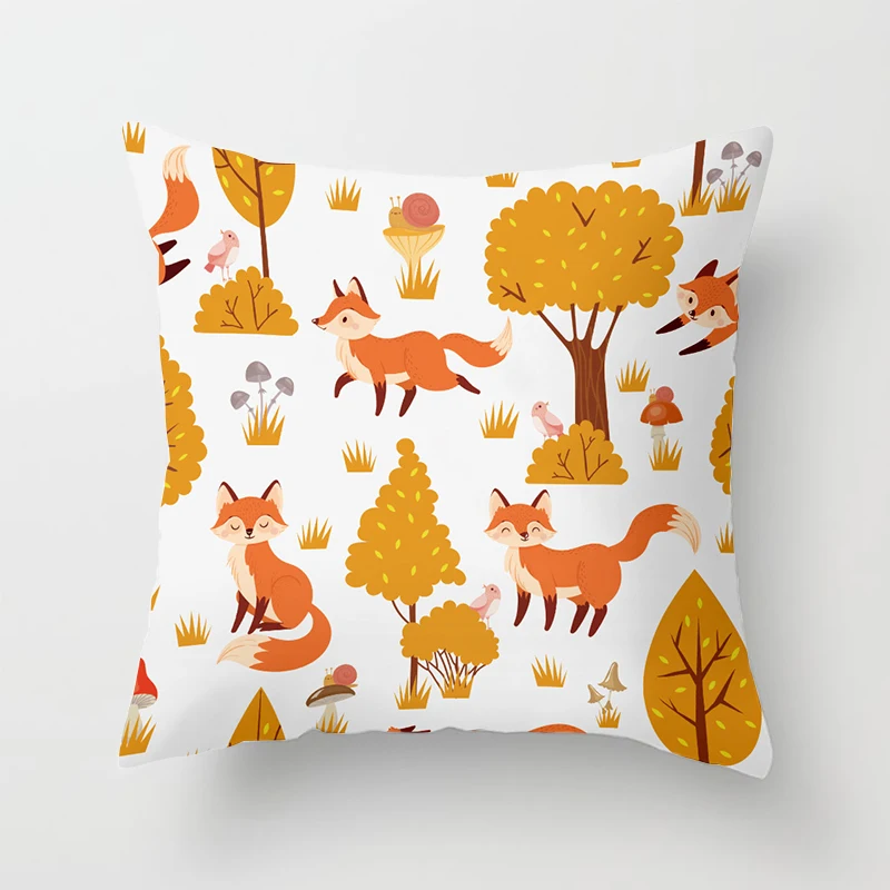 Home Decor Cartoon Fox Animal Cushion Pillowcase  Pillow Sofa Decoration