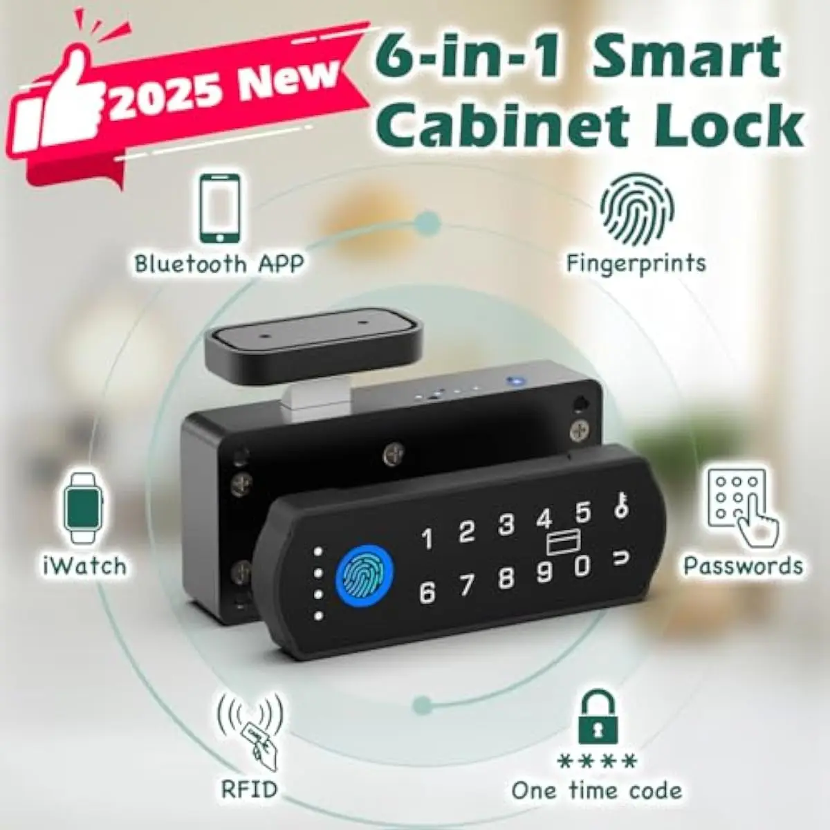 Smart Cabinet Lock, RFID Fingerprint Drawer Lock with Keypad Bluetooth APP, Biometric Electronic Digital Baby Proofing Cabinet D