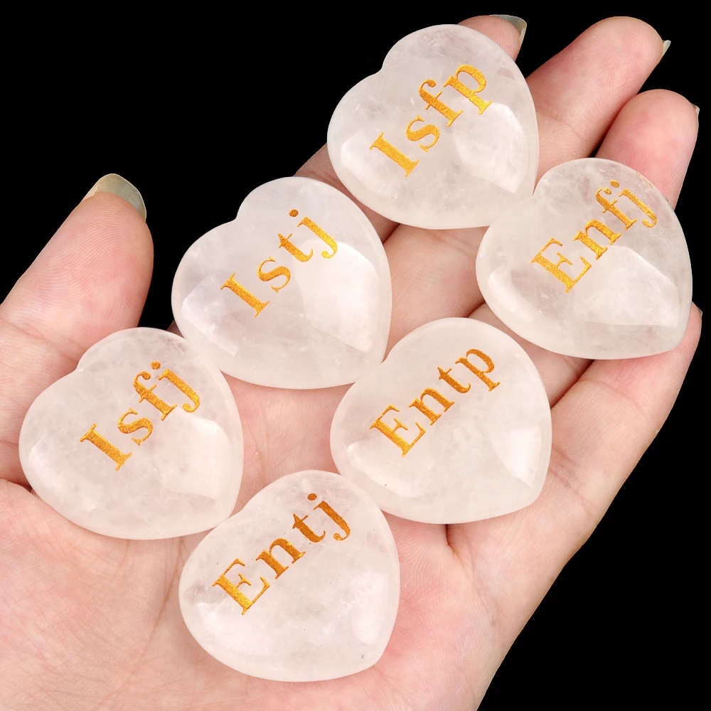 

Natural Semi Precious Stone Heart-shaped Letter Carved Enfj，Infj，Isfj Ornaments Exquisite Crystal Reiki Healing Home Decoration