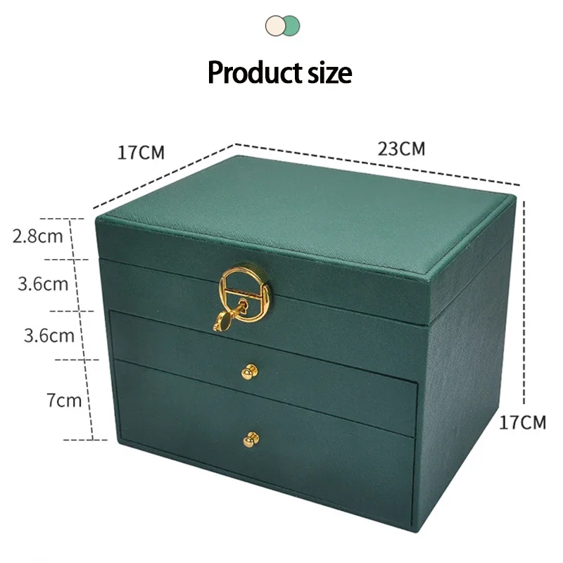 Portable Jewelry Box Large Capacity Jewelry Organizer Display Jewelry Case Button Leather Storage Zipper Jewelers Joyero