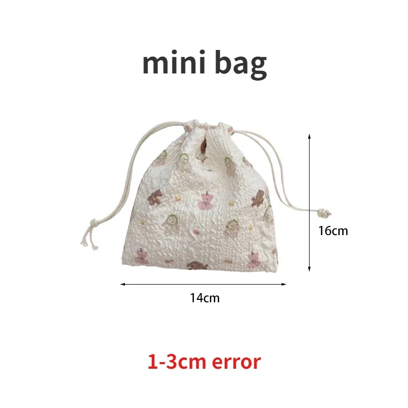 Sac à main ours de dessin animé mignon pour dames, mini sacs à cordes de proximité, sac de rangement cosmétique pour femme, porte-monnaie féminin doux portable, fleur rétro