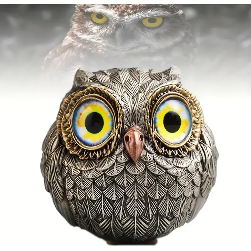 Vintage Miniature Owl Guardian Statue Resin Bird Figurine Home Decor Ideal Gift for Owl Lovers Perfect Room Decor view 3