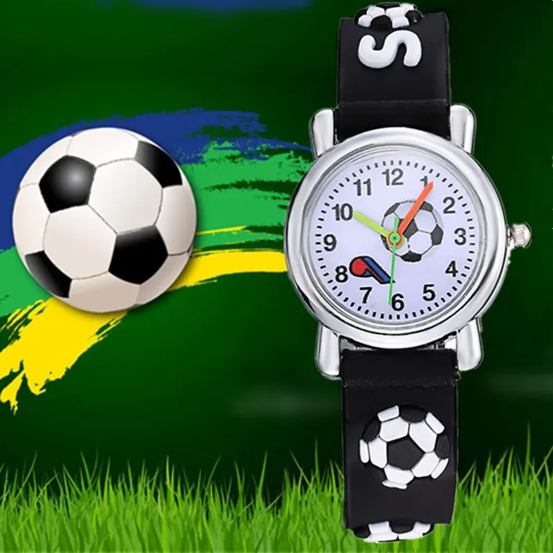 Mode Cartoon Leuke 3D Voetbal Horloge Jongens Horloges Kinderen Kinderen Horloges Siliconen Sport Polshorloge Quartz Klok Cadeaus voor Kid