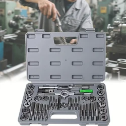 40Pcs Tap Die Set Hand Thread Plug Taps Hand Threading Tool Screw Thread Wrench Dies Kit with Storage Case