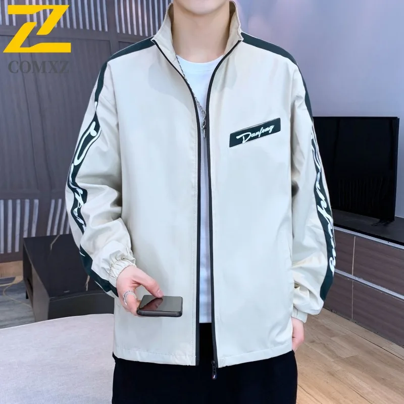 

Men's Jacket Stand Collar Windproof Loose Fit Outdoor Hiking Travel Work Coat Lightweight Breathable Versatile Training Coat