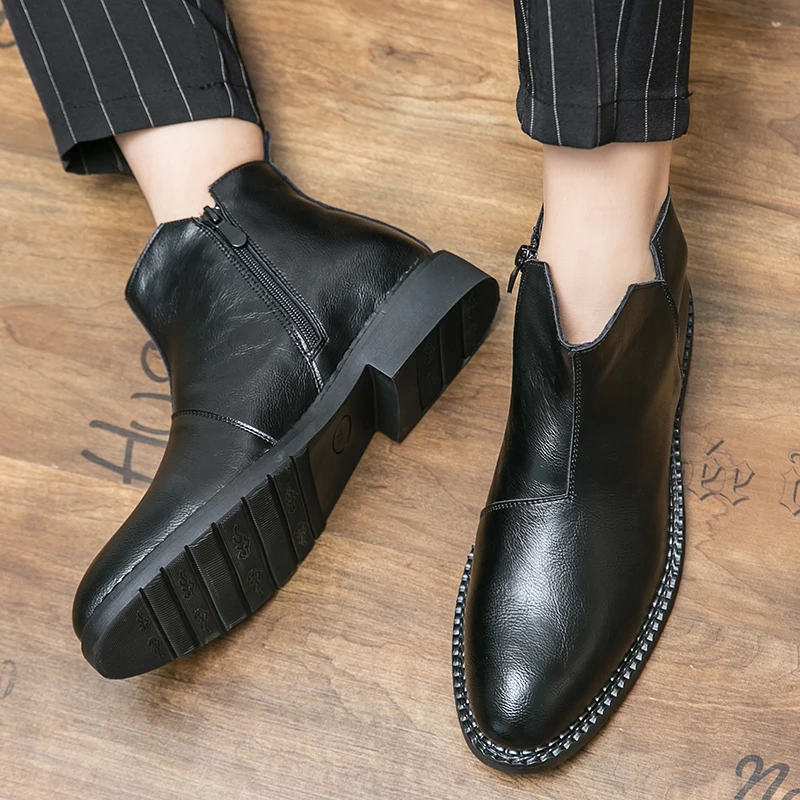 

Platform High Top Autumn Small Leather Shoes New Fashion Trend Versatile Japan Korean Business Casual Shoes Suit Men Shoes