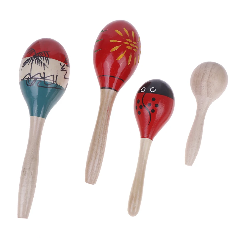 2PCS 귀여운 나무 마라카스 모래 망치 나무 파티 타악기 셰이커 모래 망치 뮤지컬 파티 어린이 셰이커 게임 장난감