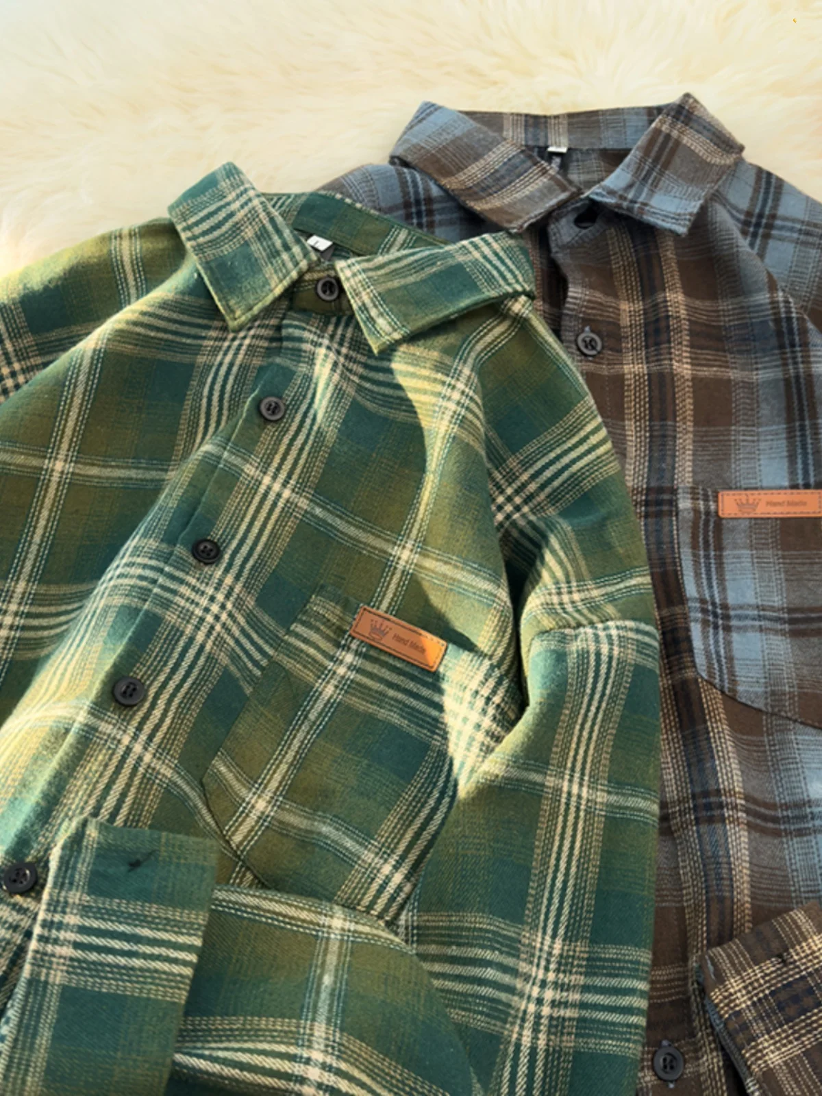 

Мужская свободная куртка в клетку, длинный рукав, ретро-американский стиль, весна-осень 2025, новая трендовая брендовая верхняя одежда для пар