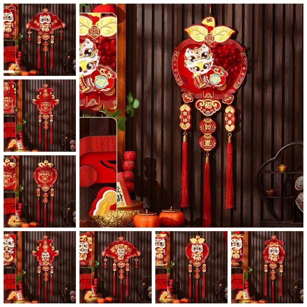 Red New Year Hanging Decoration Koi Good Fortune Fu Character Door Pendant Flocking Lucky God of Wealth Wall Ornament