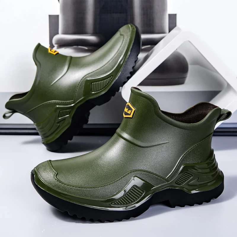 

Мужские модные ботинки-полусапоги для весны и осени | Спортивные водонепроницаемые резиновые сапоги с утолщенной подошвой и широким антискользящим покрытием для защиты от дождя