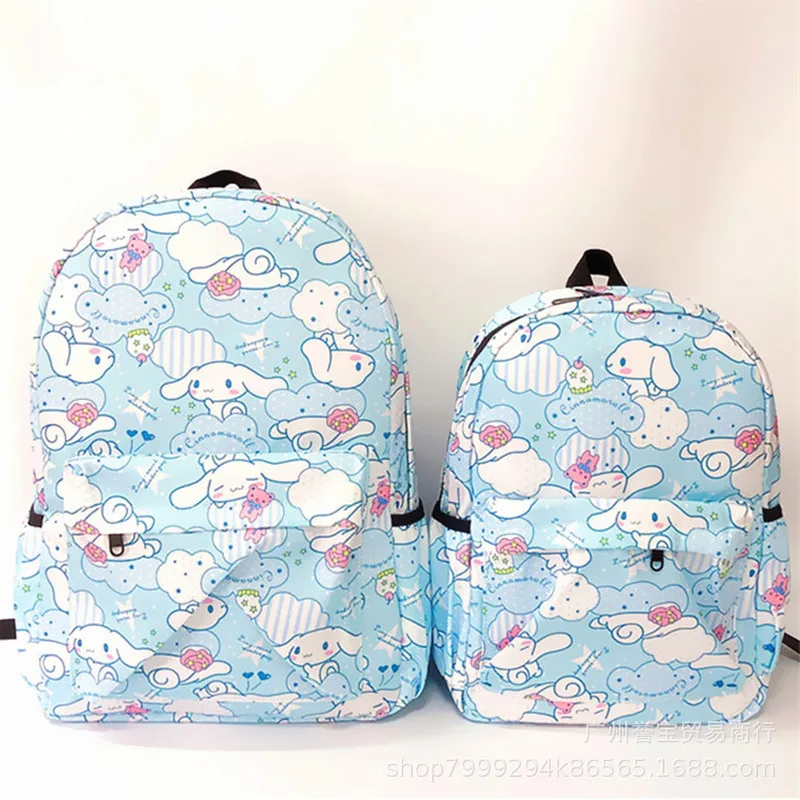 Sanrio Anime My Melody Kuromi Cinnamoroll Student Bag Backpack Parent-Child Lightweight Kawaii Tarp Backpacks For Children Toys