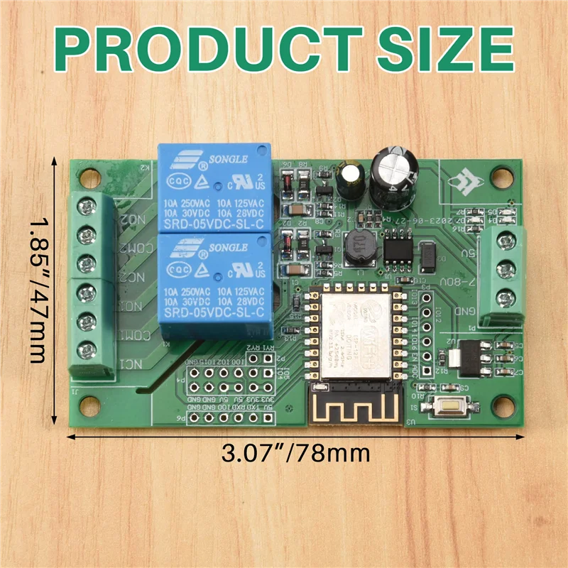 A68Z Esp8266 Esp-12F Wifi Relay Module 2Channel 5V/8-80V Network Relay Switch For Arduino Ide Smart Home App Remot Control