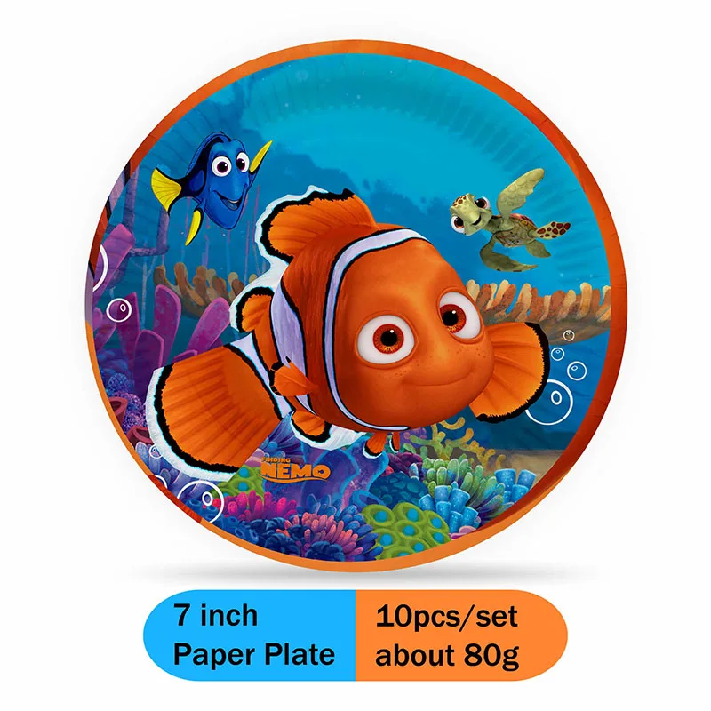 Nemo Theme Cute Party Supplie Paper Cup Paper Plate Tableware Swirls Chliden Happy Birthday Celebration Packing Decorate