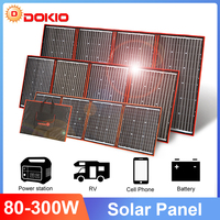 Dokio 18V 80W 100W 200W Portable Foldable Solar Panel With 12V Controller Flexible Solar Panel For House Camping Travel