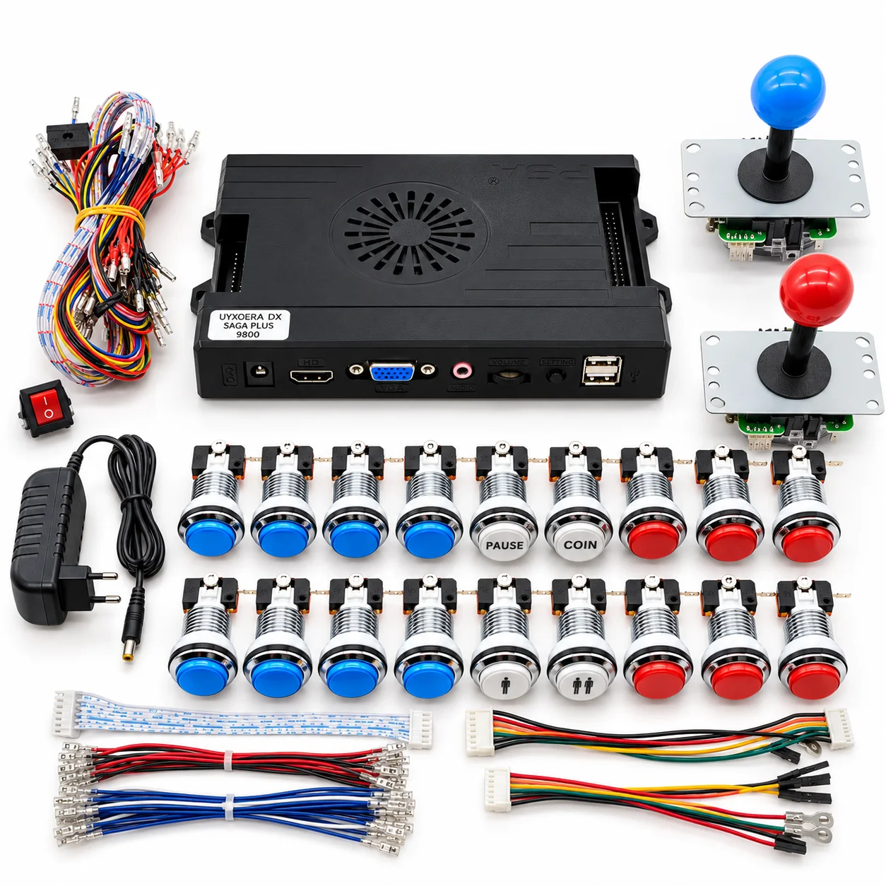 9800 In 1 Arcade Kit Pandora Box Cx LED Arcade Buttons Mame 5 Pin 8 Way Joystick Arcade Pandora Box Cx Kit 4 Players Pandora
