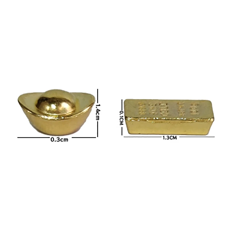 1PC จําลอง Gold Bar และ Gold Ingot เครื่องประดับมินิตุ๊กตาตกแต่งบ้านของเล่น Miniature DIY อุปกรณ์เสริม