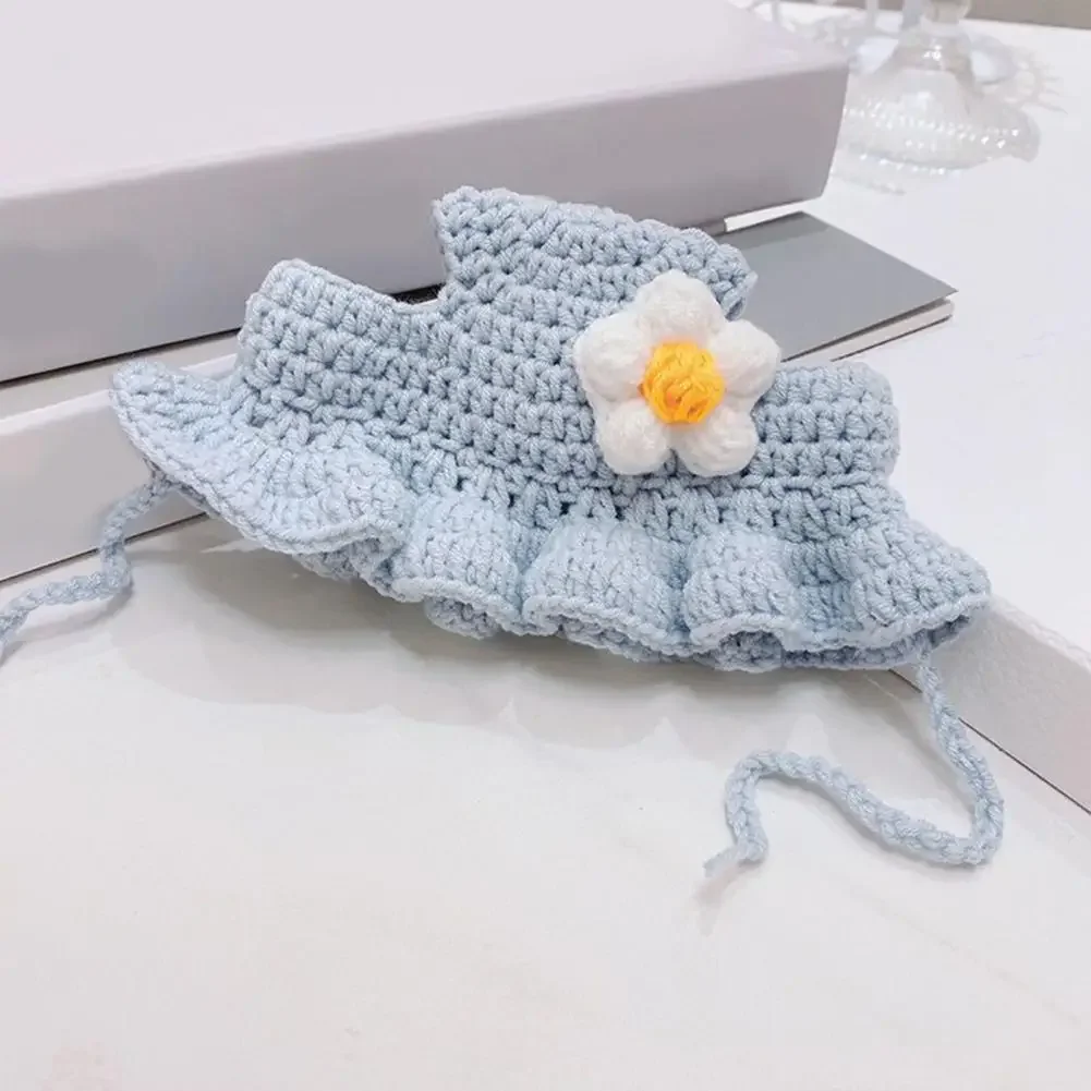 Pet Hat Delicate Hemming Pendant Decor High Elasticity Cute Pet Adjustable Strap Knitted Hat for Party Dog Headwear Cat beanie