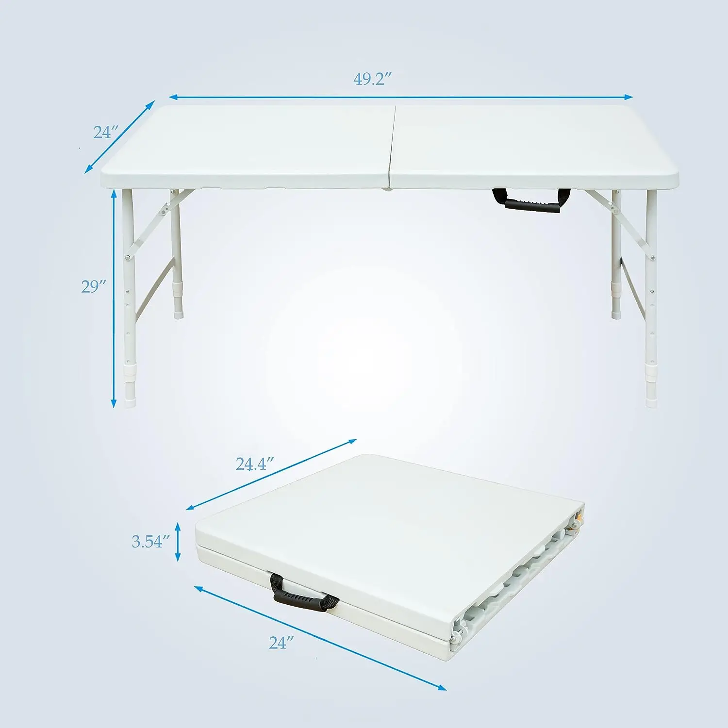 Portable folding table 4ft/6ft plastic folding half dining table white outdoor furniture