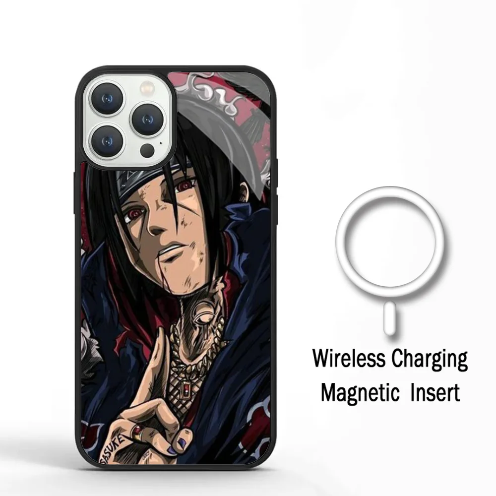 N-Narutos Sasuke Phone Case For IPhone 11 12 13 14 15 Plus Pro Max Mirror Acrylic Cover For Magsafe