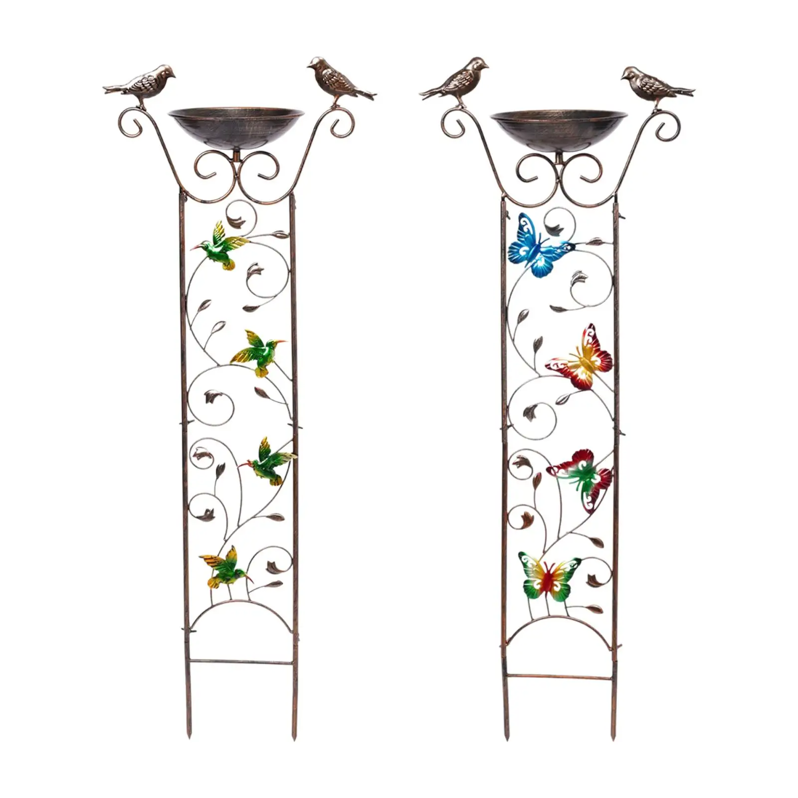 Bird Bath with Garden Trellis 14.3x39inch Outdoor Bird Feeder Bowl Garden Plant Support for Bird Lovers Easily Install