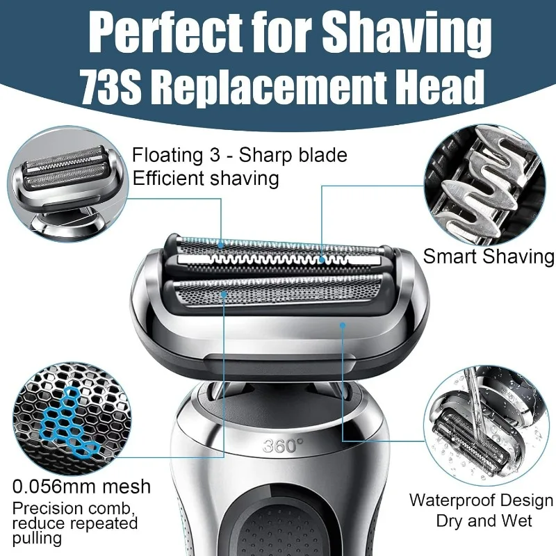 رأس بديل من سلسلة براون 7 73S، متوافق مع 7020s/7025s/7085cc/7027cs/7071cc، رقائق ماكينة الحلاقة الكهربائية الرطبة والجافة، قطعة واحدة