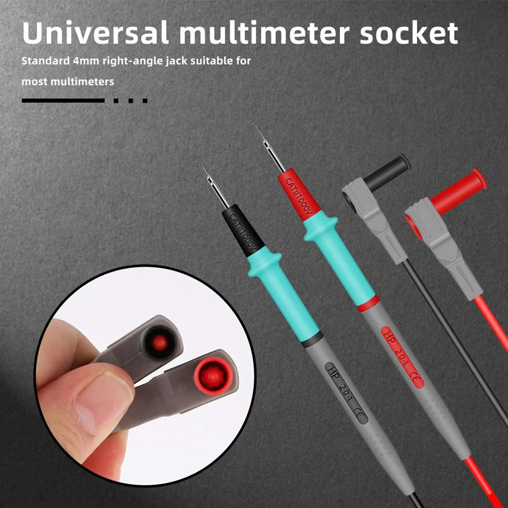 A60F-Multimeter Test Leads Silicone Line 1000V 20A Needle-Tip Probe Tester Multimeter Cable