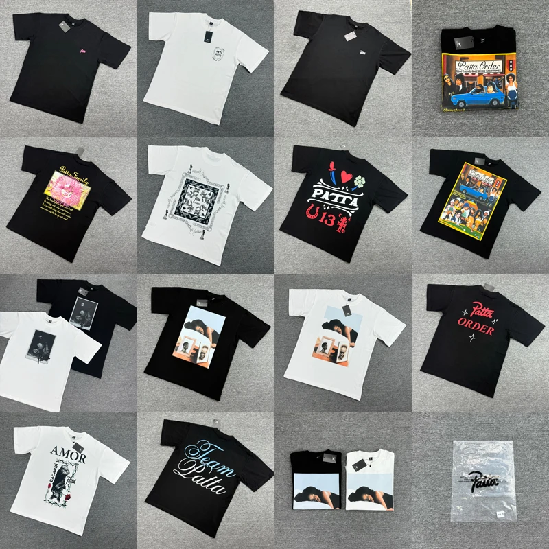 Real Photo High Quality Summer Loose Hip Hop Patta Short Sleeve T-shirt Various Styles Print PATTA Top Tee