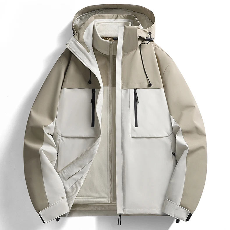 Men's Ski Jacket Waterproof 3 in 1 Winter Coat with Fleece Inner Warm Windproof For Snow Outdoor 2 PC Suits Thick Windbreaker