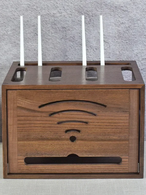 Wood Wirel WiFi Router Storage Box TV Cabinet Set Top Box Display elf Desktop Cable Soet Placement Braet