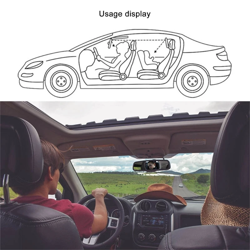 Miroir siège voiture pour enfant, face arrière, avec vue large, incassable, pour siège arrière bébé, pour en