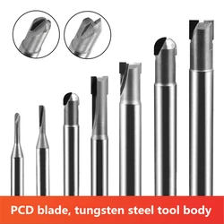 PCD Diamond Milling Cutter Carbon Fiber Fiberglass Bakelite Machining Tool Material CNC Carbide Engraving Bits 6mm End Mill