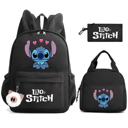 3Pcs/set Disney Lilo Stitch Backpack for Girl Boy Student Teenager Children with Lunch Bag Rucksack Women Casual School Bag Kids