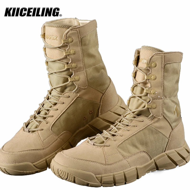 KIICEILING H208, Cow Leather, Mens Boots, Combat Desert Tactical Boots, Safety Shoes, Motorcycle Boots, Boots Men