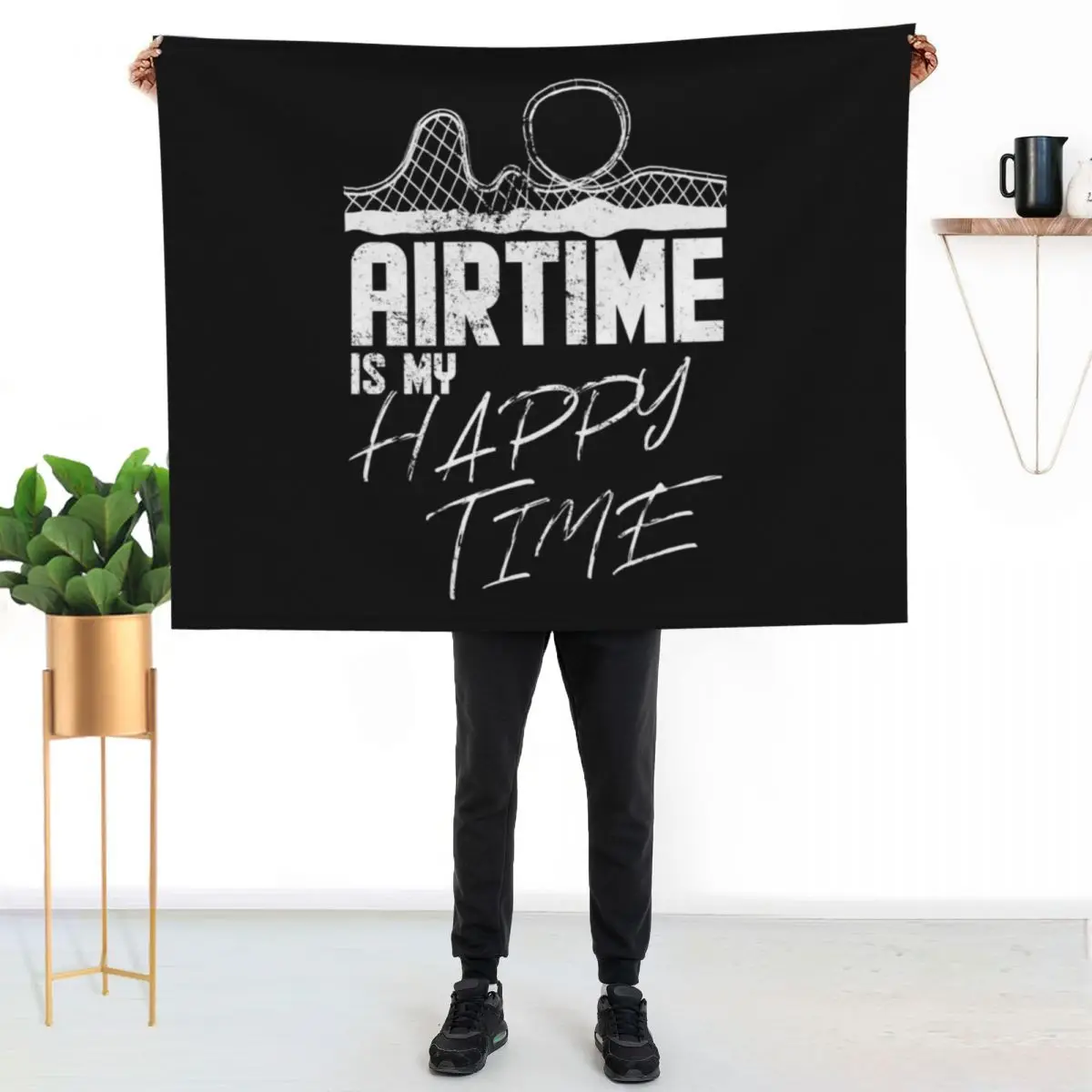 Airtime is my happy time I funny rollercoaster enthusiast design Throw Blanket Heavy Flannels for winter anime Blankets
