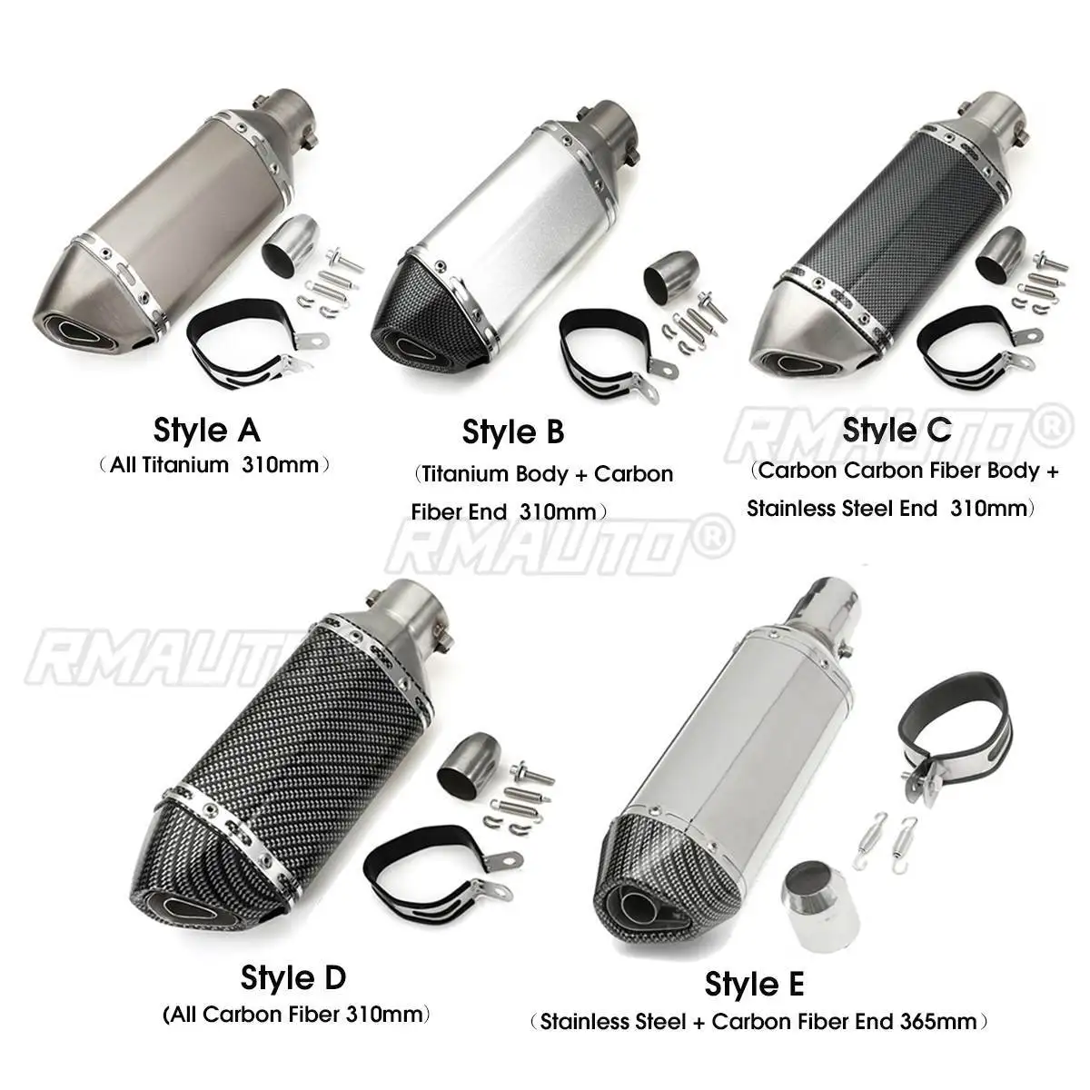 

310mm Motorcycle Scooter Exhaust Muffler Pipe ATV Quad Exhaust Tip for FZ6 CBR250 CB600 MT07 YZF FZ400 Z750 TMAX530
