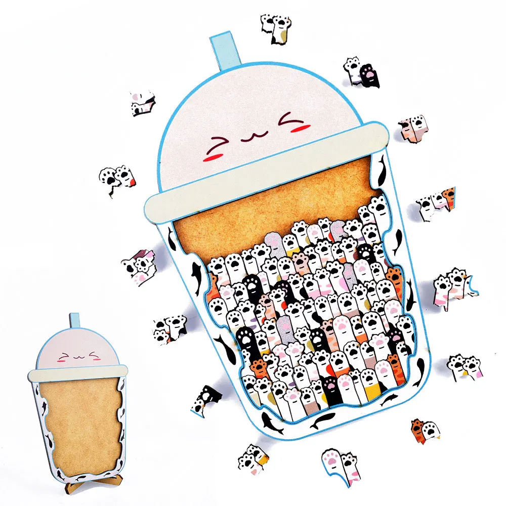 

Забавная деревянная головоломка, игрушка-головоломка, чашка с кошачьей лапой, головоломка с высокой сложностью, креативные детские подарки на Хэллоуин, декоративные UG387