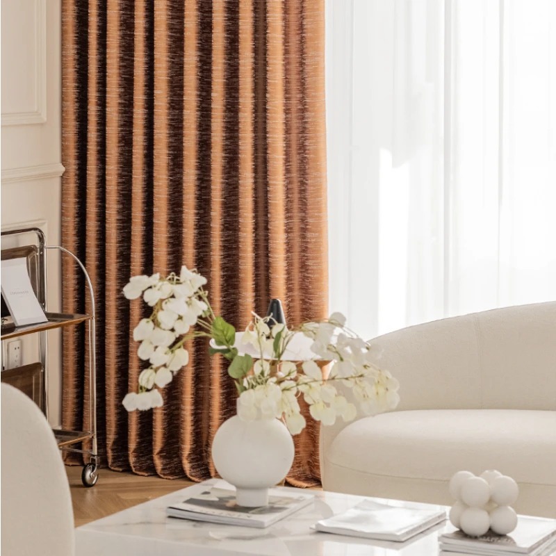 Modern blackout luxury curtains for living room bedroom high precision elegant orange jacquard home decoration kitchen window