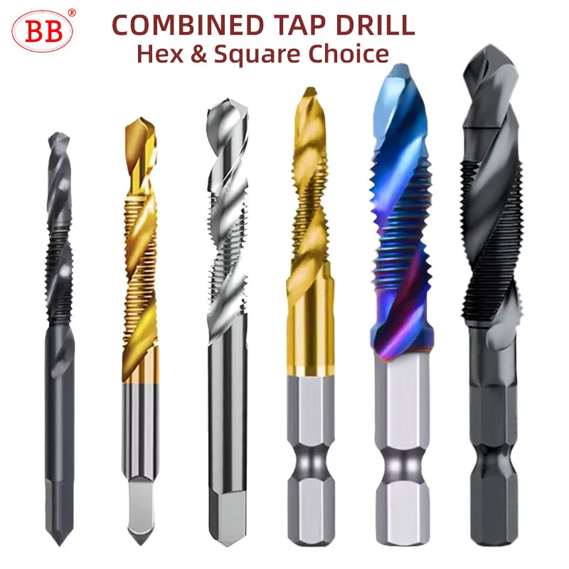 Imagem -02 - Bb-tap Drill Bit Combinação Tin Hss Carbide Iso h2 Metric Machine Hand Thread Drilling Tool Hex Square Shank Conjunto para Metal Wood