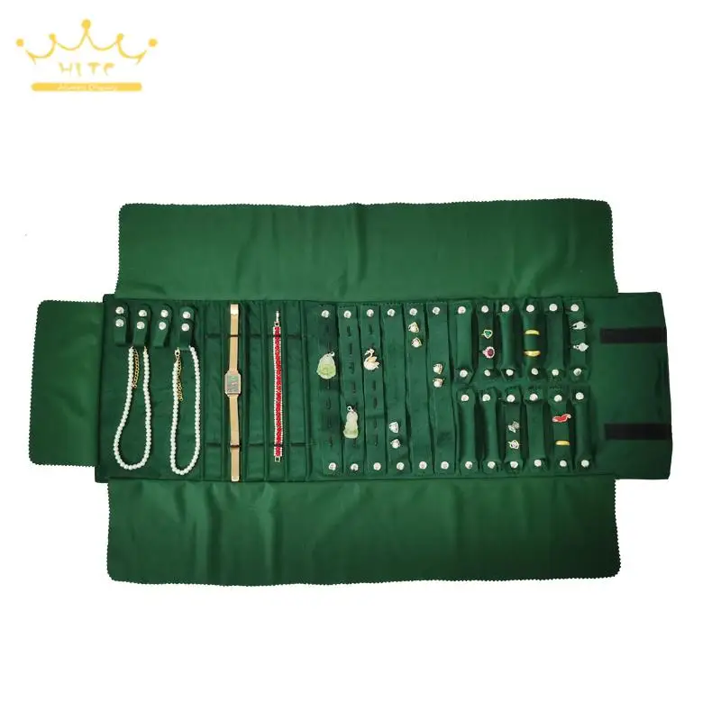 Dark Green Jewelry Velvet Bag Exhibitor Set Jewelry Storage Case Wrist Watch Necklace Display Holder Rings Pendants Packaging