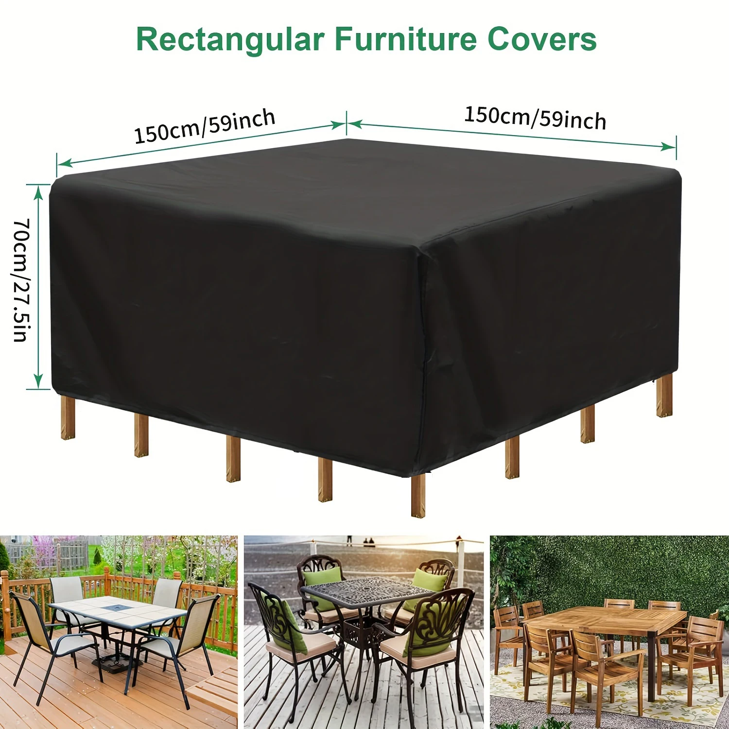 300 Sizes Heavy Duty Square Patio Furniture Cover Set UV Resistant All Weather Outdoor Table and Chair Protection