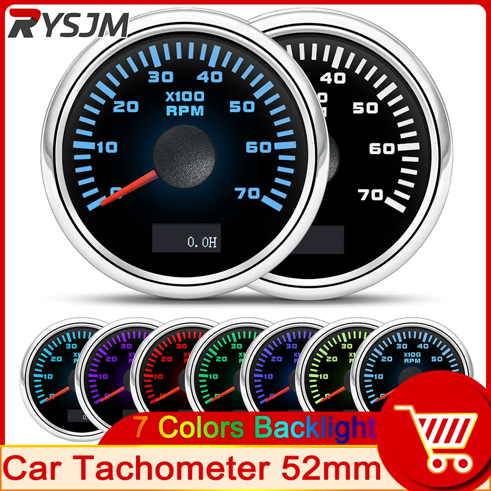 

52MM Auto Car Rev Counter Tachometer Instrument Gauge Gasoline 4-6-8 Cylinder 3000/4000/6000/7000/8000 RPM Meter customized