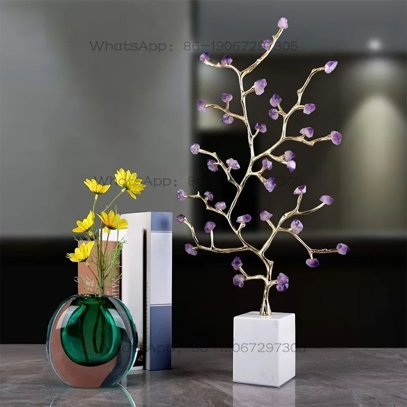 Fortune Tree Natural Crystal Agate Ornament Living Room Entrance Desktop Soft Ornament