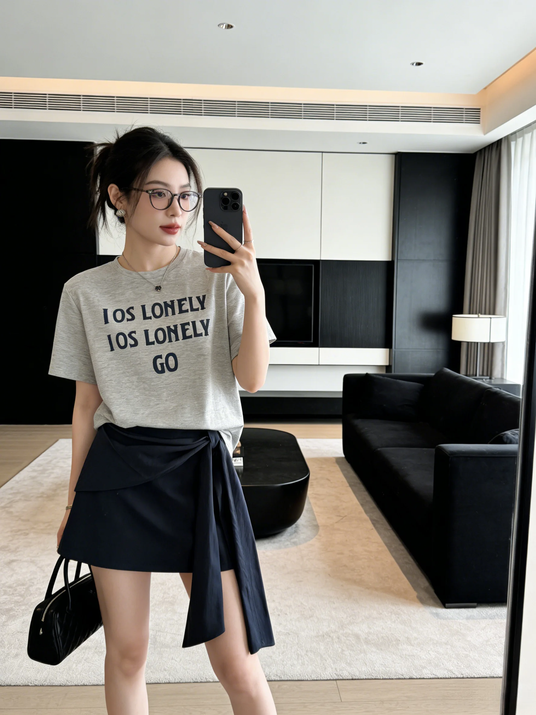 

Summer Short Sleeve T-Shirt Halter Neck Skirt Two-Piece Set Korean Style Casual Versatile Slimming Fashionable Ensemble