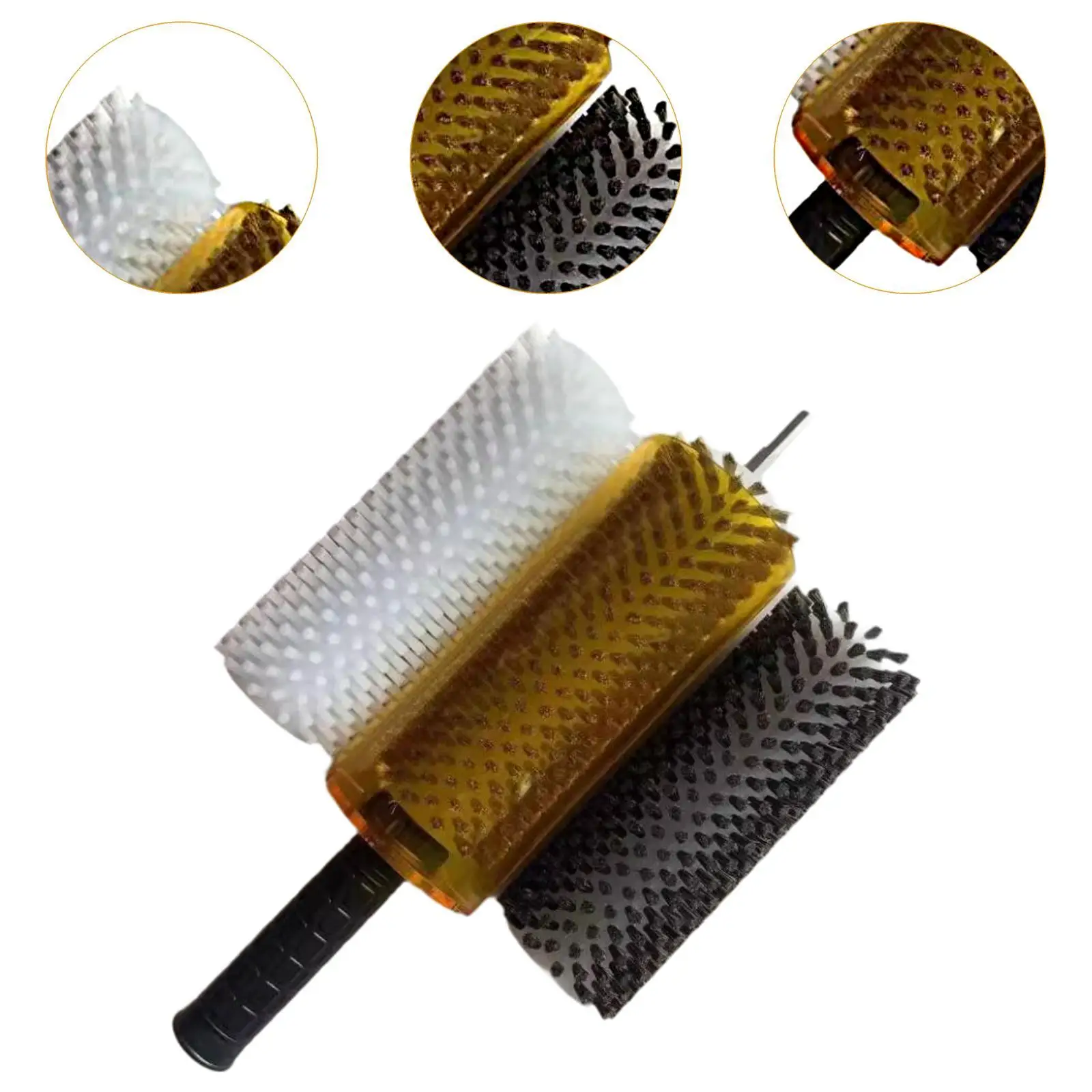 Ski Wax Brushes Horsehair Nylon Copper Brush Kit with Handle Cover for Ski Board Waxing and Polishing