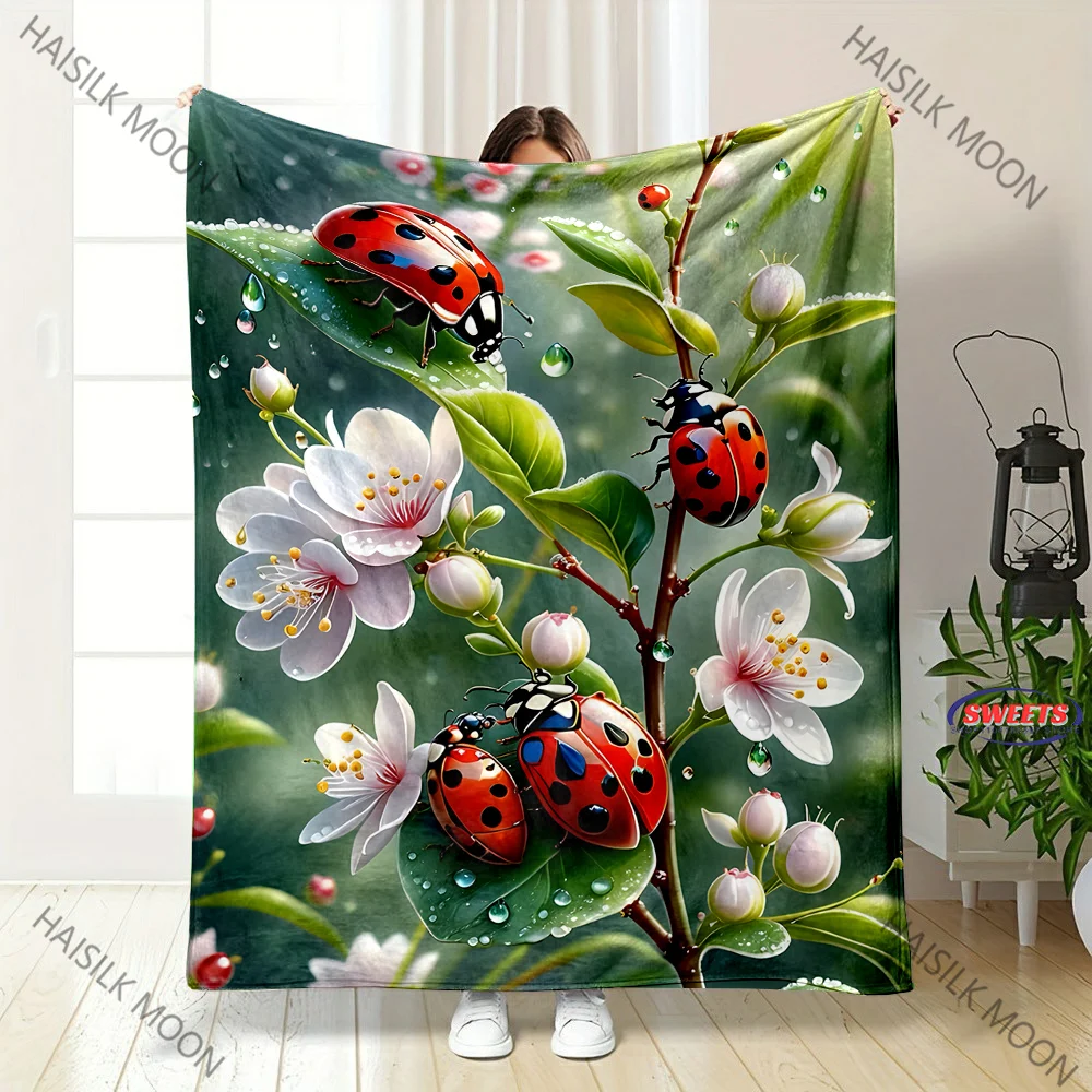 Blankets for Girls - Seven-spotted Ladybug Gifts for Women Lightweight Blankets Room Decor 6 Size Options Top 10 Holidays Gifts
