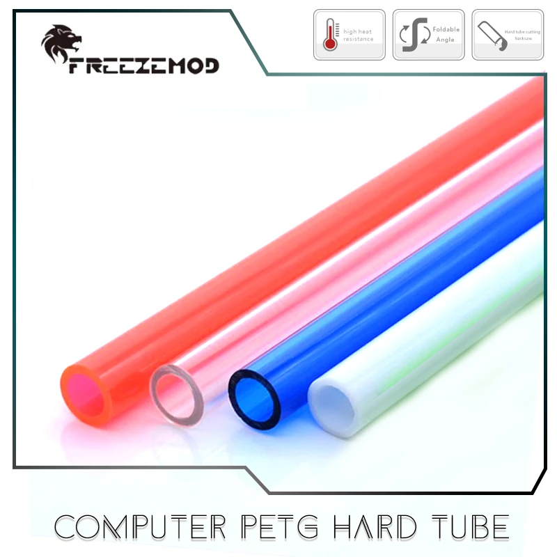 Computer PETG Hard Tube Outer Diameter OD14mm ID10mm Watercooling Tubing, 500mm White Transparent Red Blue ,2Pcs/Pack