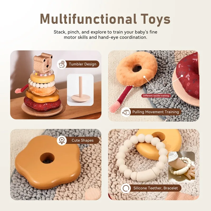 Educazione Montessori Puzzle in legno Leone Post Toys Impilabile Building Blocks Set Costruttore Matematica sensoriale Giochi da tavolo giocattolo per bambini