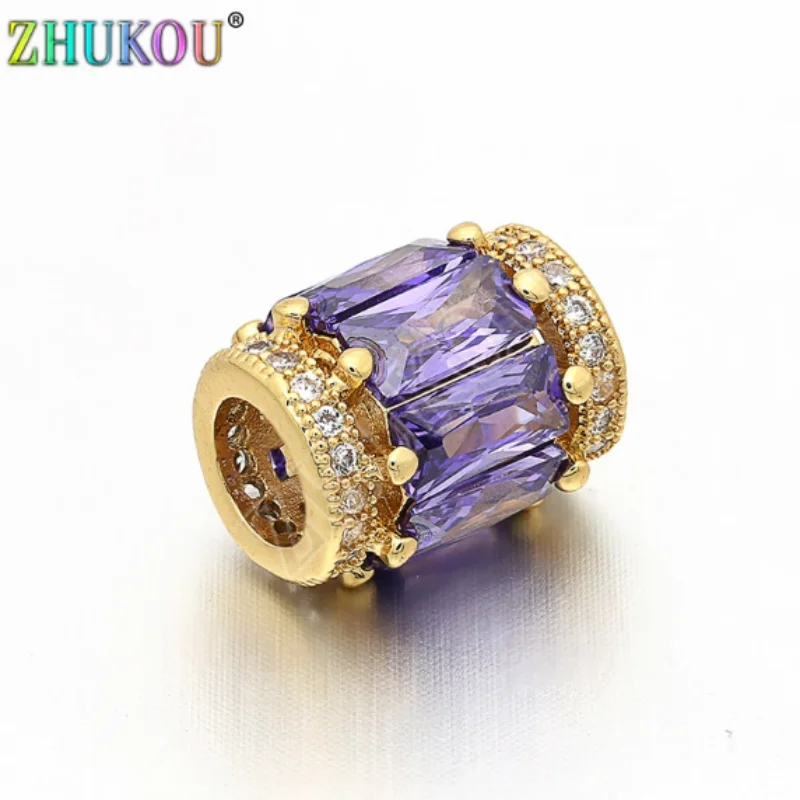 9*12mm Brass Cubic Zirconia Charms Beads DIY Women Necklace Pendant Jewelry Accessory Findings, Hole:4.8mm, Model: VZ95